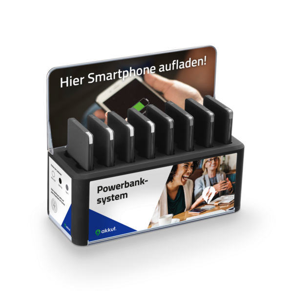 Powerbank-Station FLEXIBLE BANK 8 Qi mit Handy-Ladekabel und Wireless Charging Powerbank-Station FLEXIBLE BANK 8 Qi mit Handy-Ladekabel und Wireless Charging