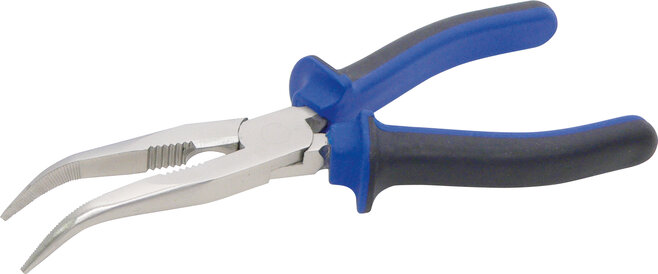 Flachrundzange abgewinkelt mit Schneide 200
