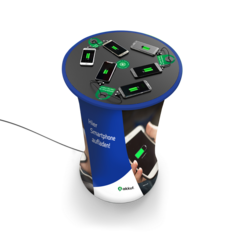 Mobiler Stehtisch CHAT EXPO (PD) mit Handy-Ladekabel und Wireless Charging